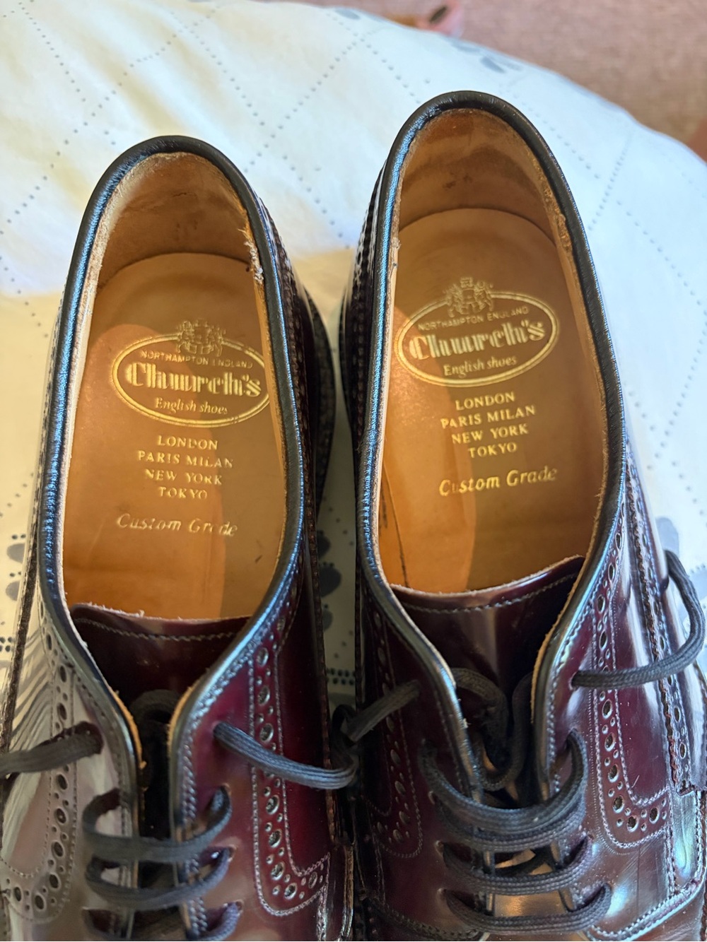 Church's Burgundy Full Brogue Leather Oxfords - Picture 5 of 7
